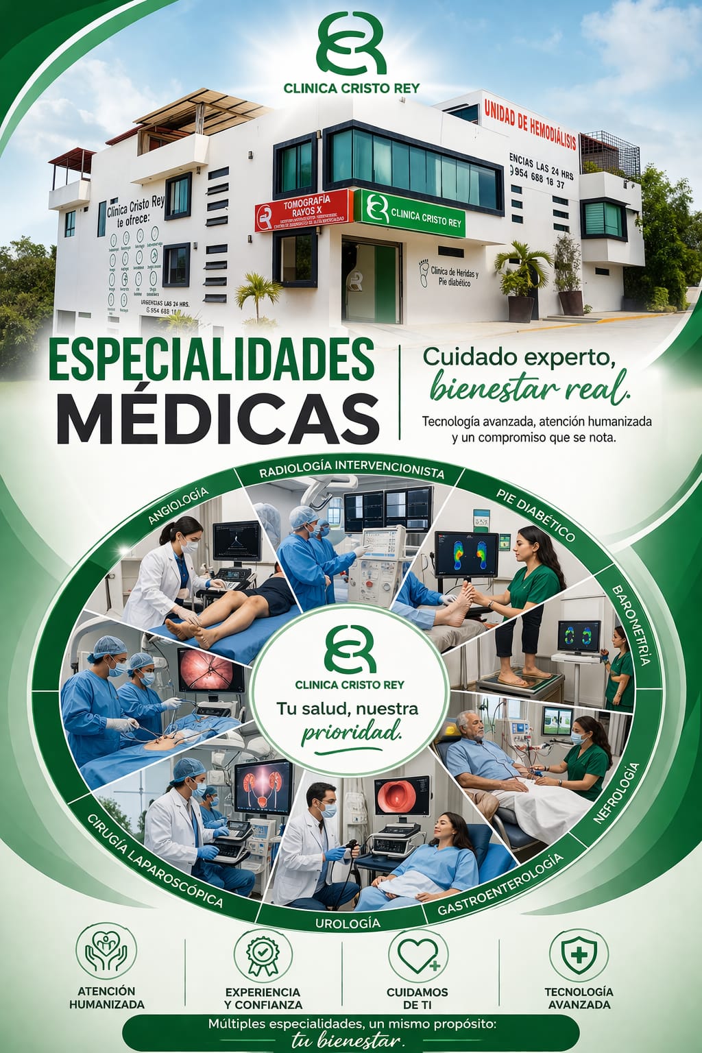 Resumen de especialidades en Clínica Cristo Rey